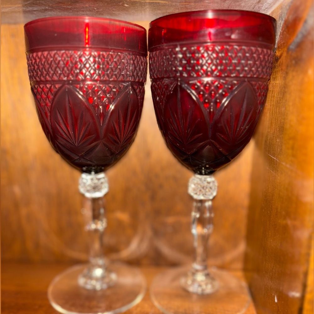 Ruby red goblets Cristal d’Arques- Durand
